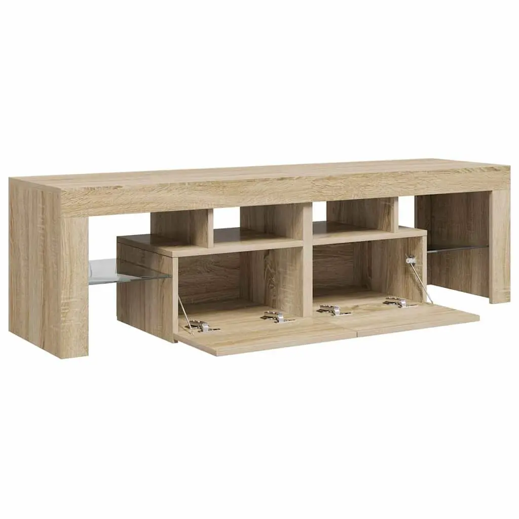 TV Cabinet RGB LED Lights Storage Unit 140 x 36.5 x 40 cm Brown Engineered Wood