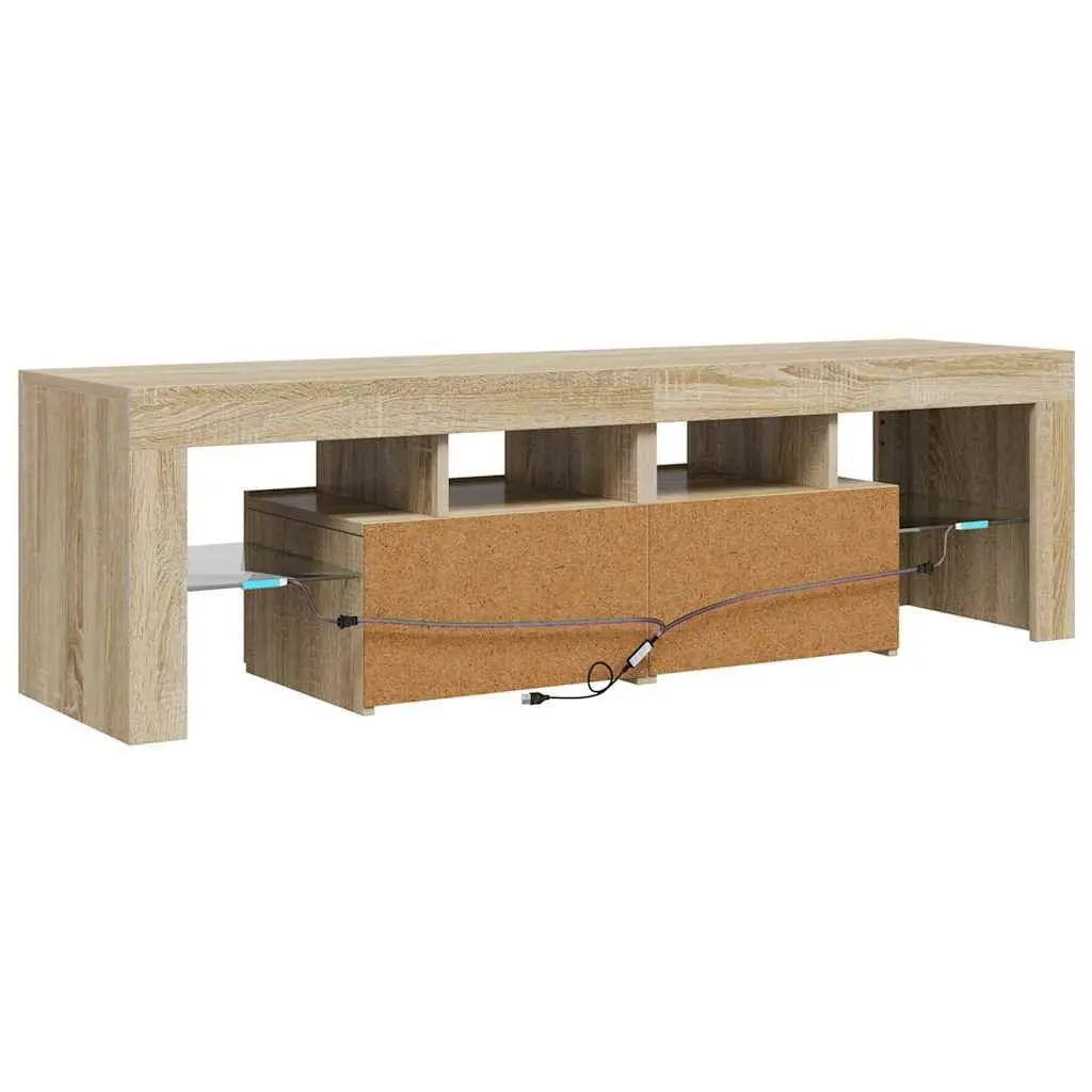 TV Cabinet RGB LED Lights Storage Unit 140 x 36.5 x 40 cm Brown Engineered Wood