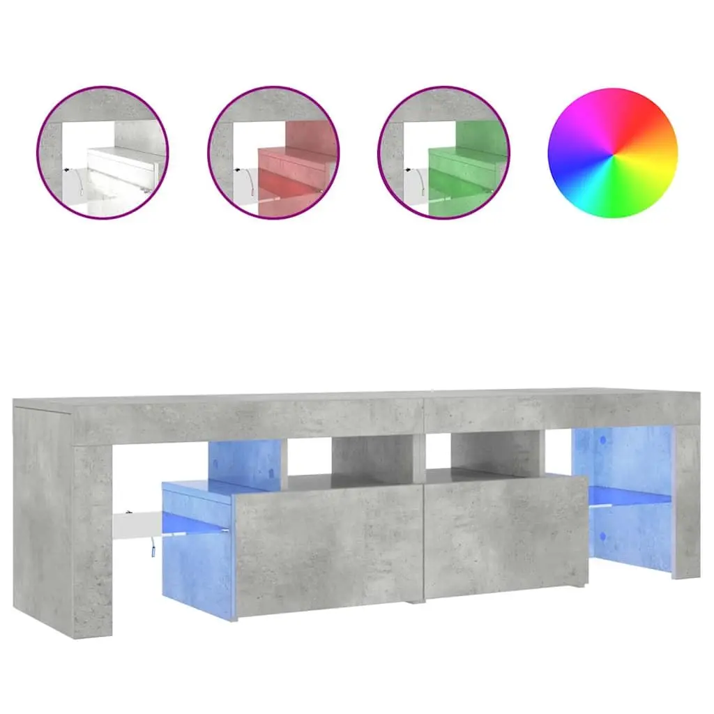 TV Cabinet RGB LED Lights Storage Unit 140x36.5x40cm Concrete Grey