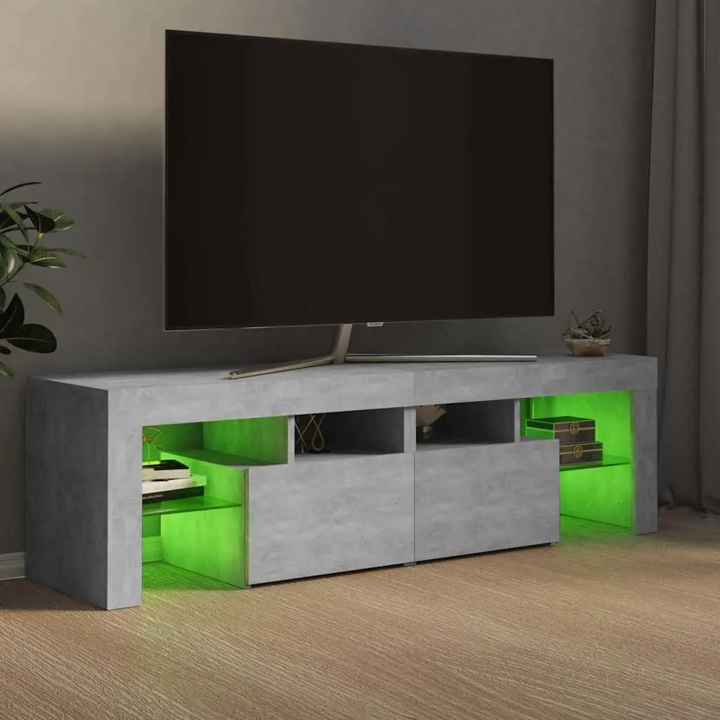 TV Cabinet RGB LED Lights Storage Unit 140x36.5x40cm Concrete Grey