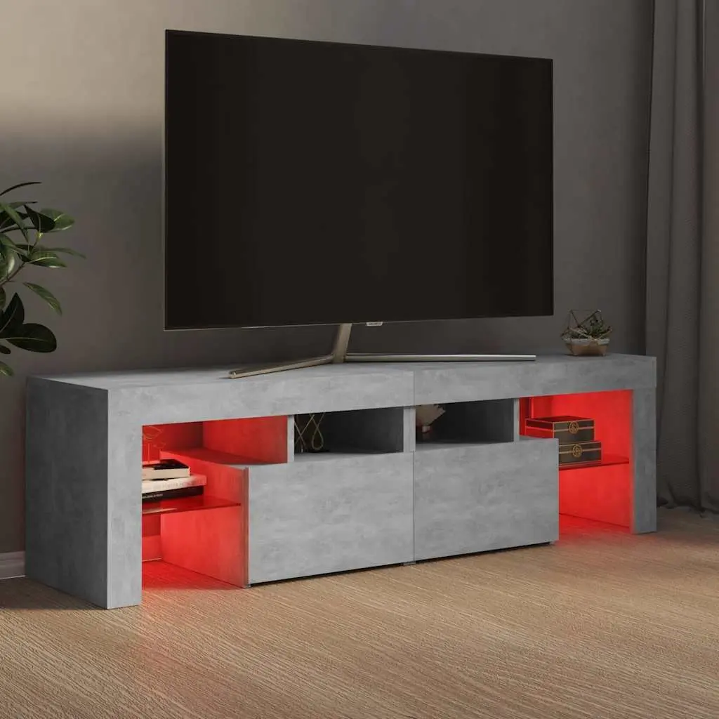 TV Cabinet RGB LED Lights Storage Unit 140x36.5x40cm Concrete Grey