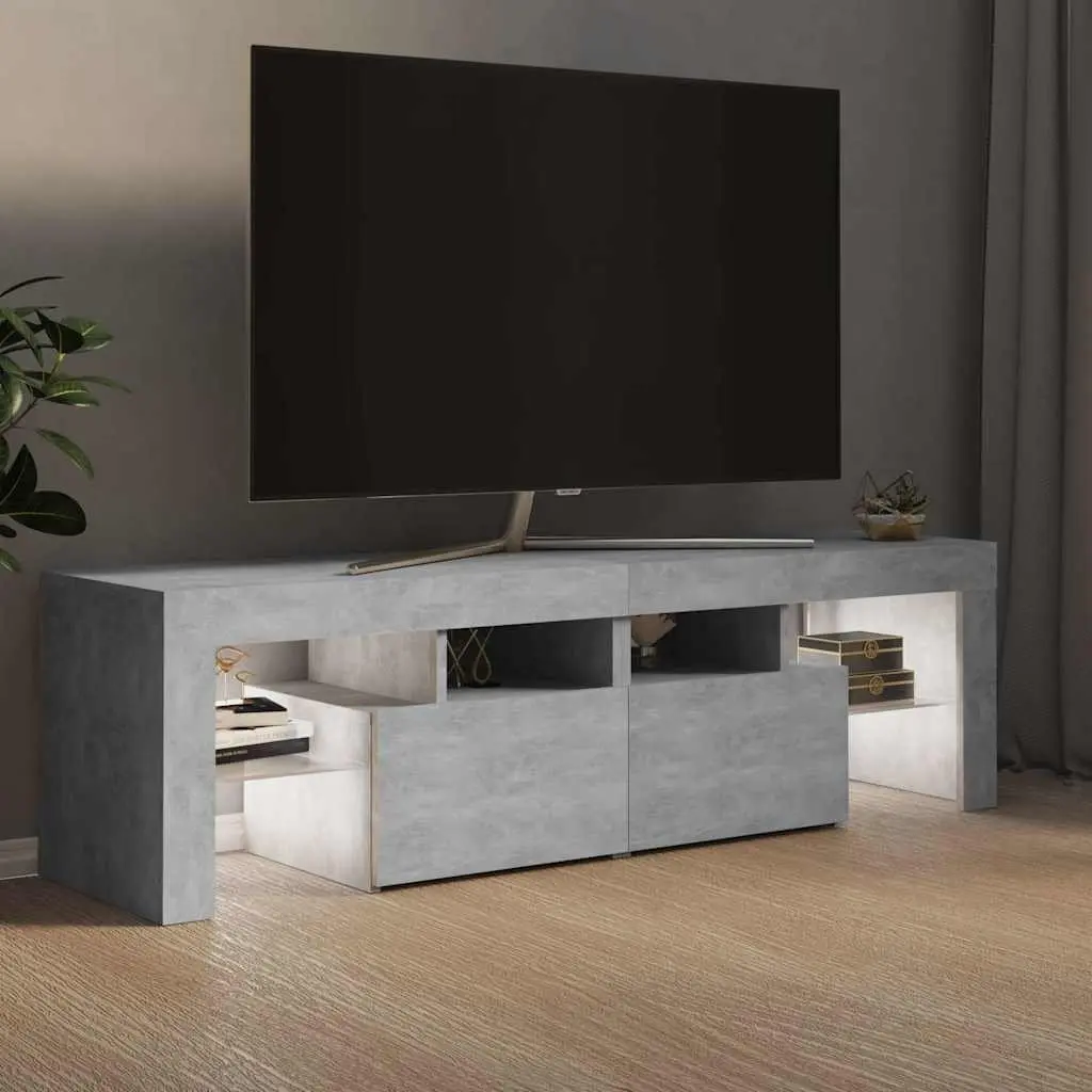 TV Cabinet RGB LED Lights Storage Unit 140x36.5x40cm Concrete Grey