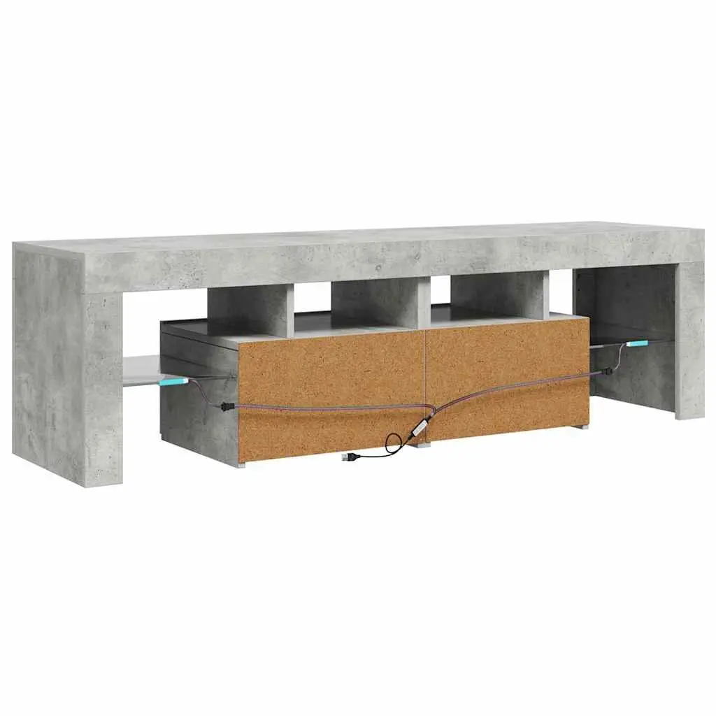 TV Cabinet RGB LED Lights Storage Unit 140x36.5x40cm Concrete Grey