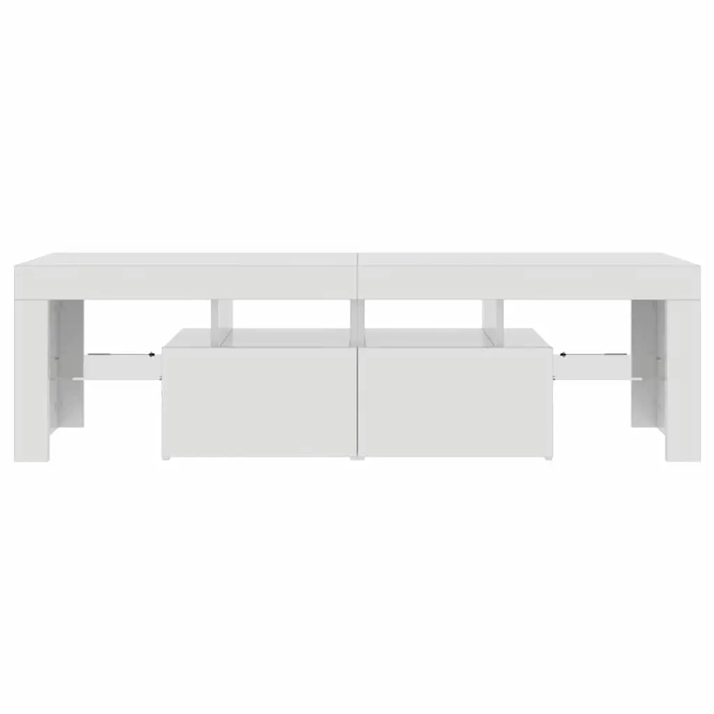 TV Cabinet RGB LED Lights Modern Storage Unit 140cm High Gloss White