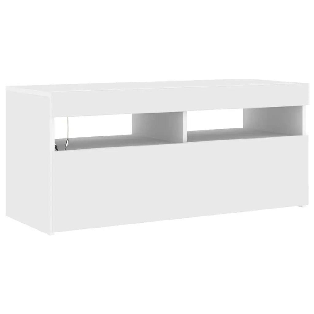 TV Cabinet Media Storage 90x35x40 cm White with RGB LED Lights