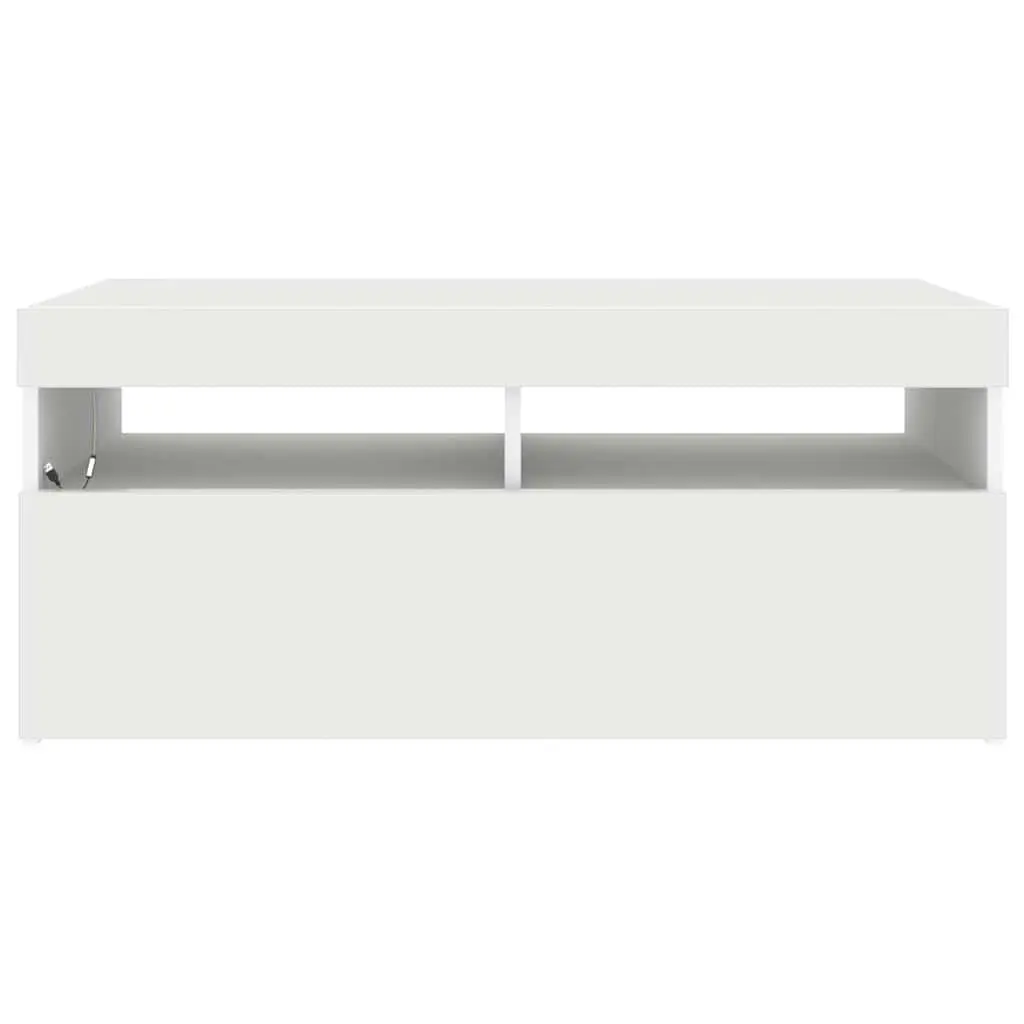 TV Cabinet Media Storage 90x35x40 cm White with RGB LED Lights