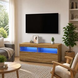 Value-Driven Brown TV Cabinet Unit with RGB Lighting