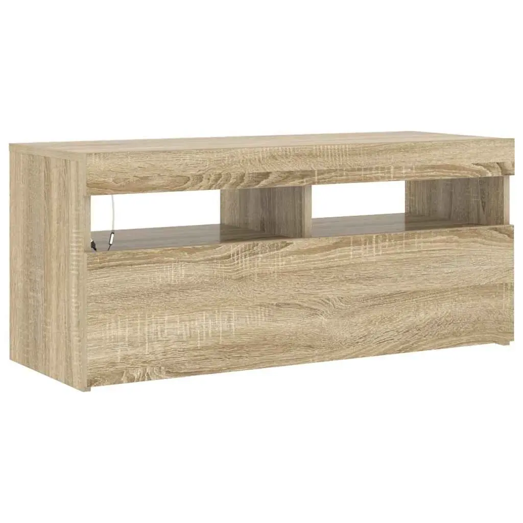TV Cabinet Unit Brown with RGB LED Lights Media Storage Entertainment Stand