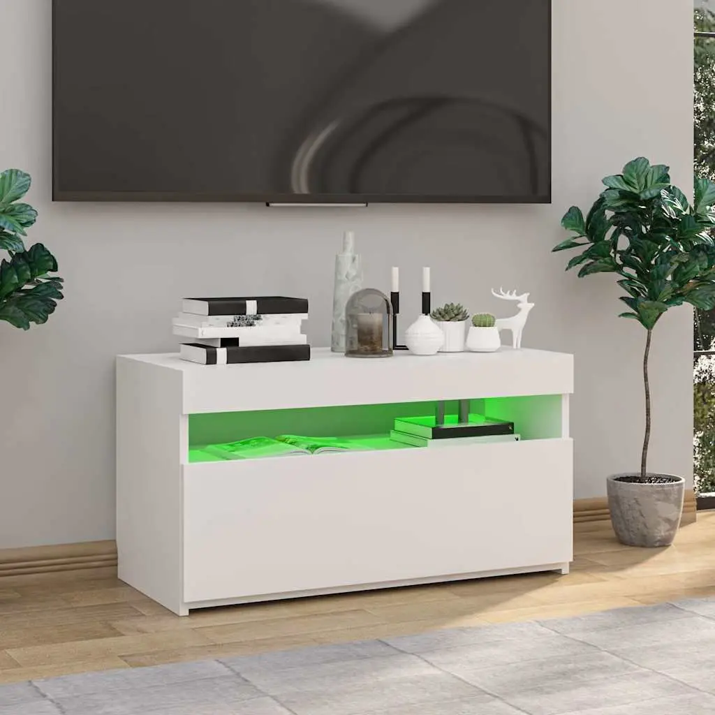 White Media Storage Unit with LED Lighting