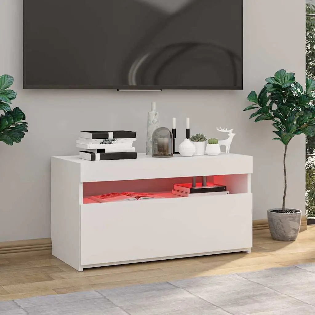 White Media Storage Unit with LED Lighting