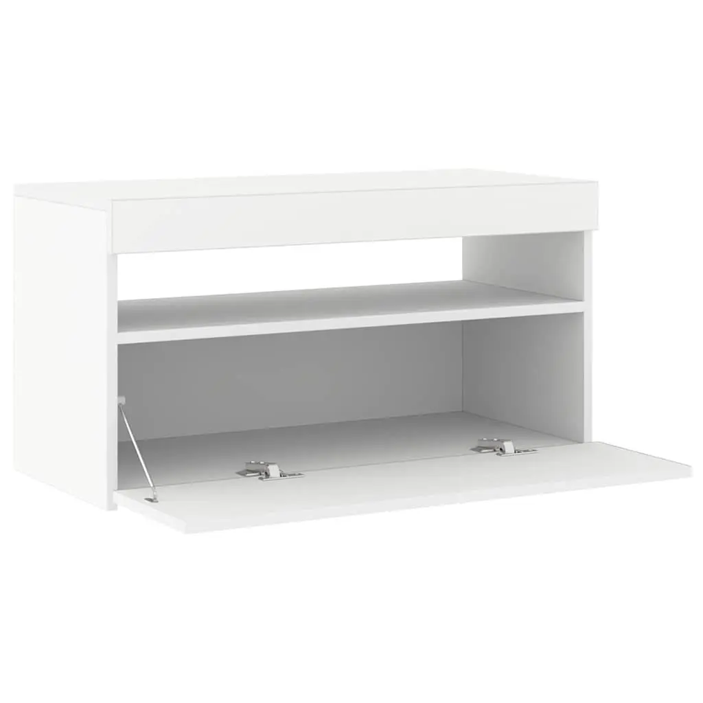 White Media Storage Unit with LED Lighting