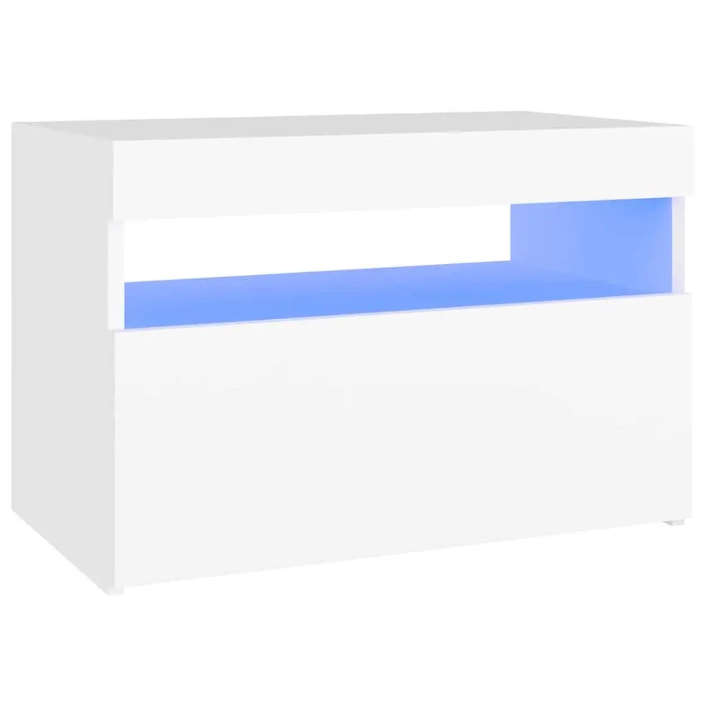 TV Cabinet with RGB LED Lights White Modern Entertainment Unit Storage