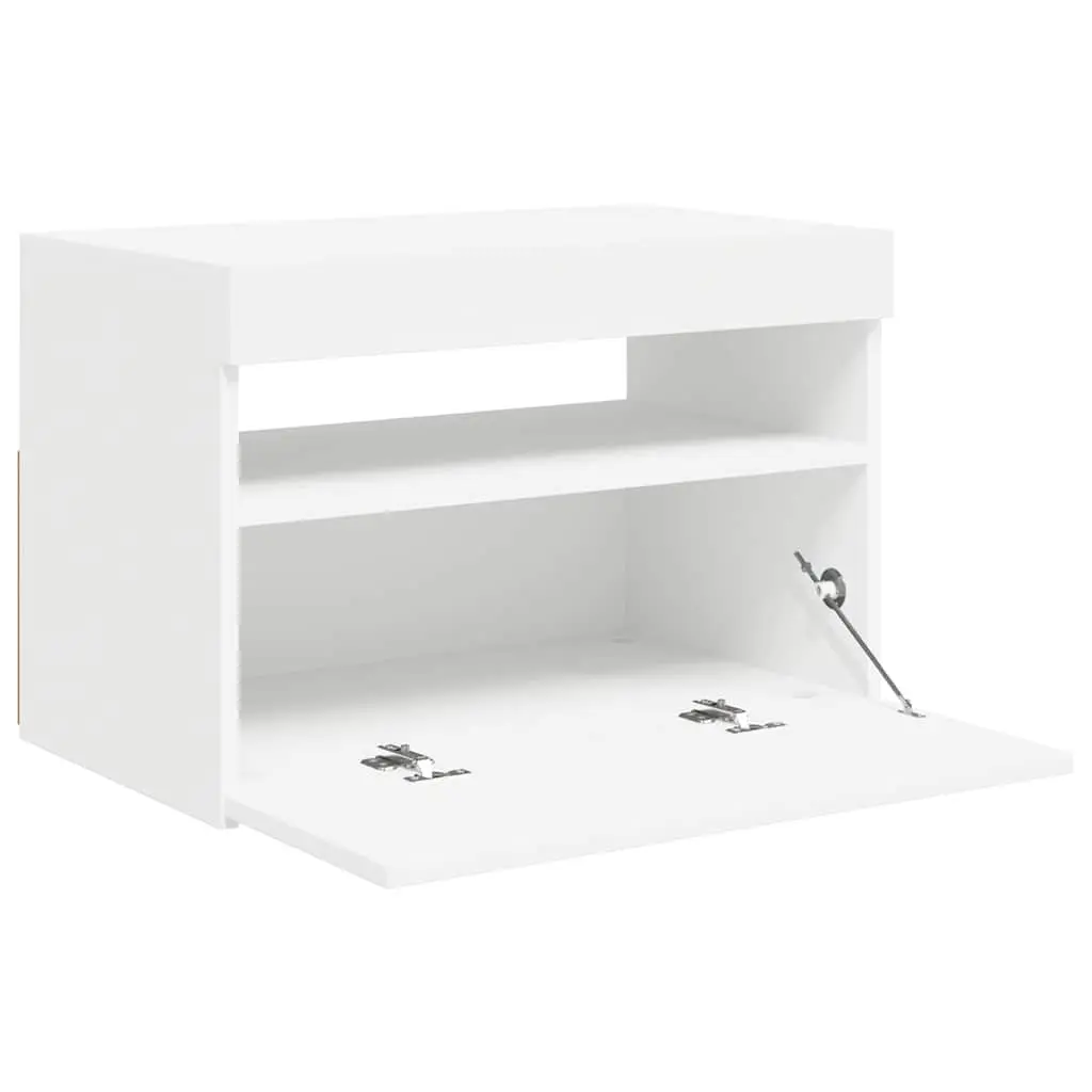 TV Cabinet with RGB LED Lights White Modern Entertainment Unit Storage