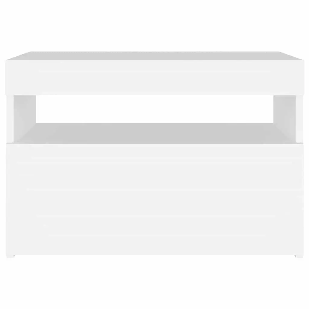 TV Cabinet with RGB LED Lights White Modern Entertainment Unit Storage