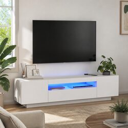 Reliable White TV Cabinet with LED Lights for Everyday Use