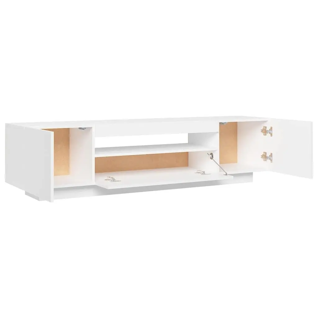 TV Cabinet LED Lights White Floating Shelves Modern Entertainment Unit 160x35x40cm