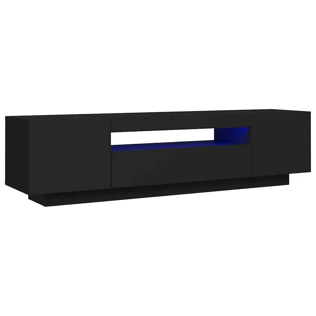 Black TV Cabinet with Adjustable LED Lights