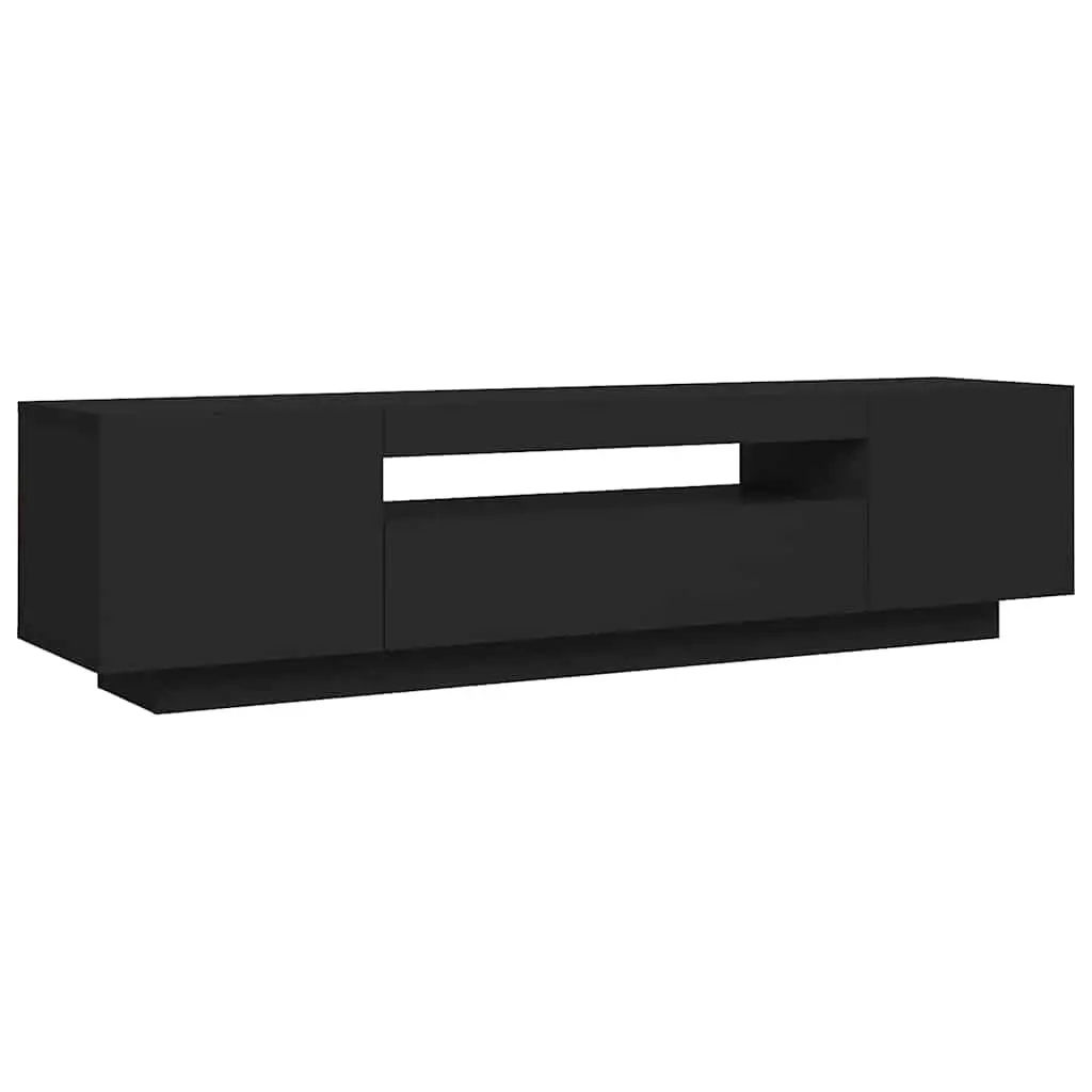 Black TV Cabinet with Adjustable LED Lights