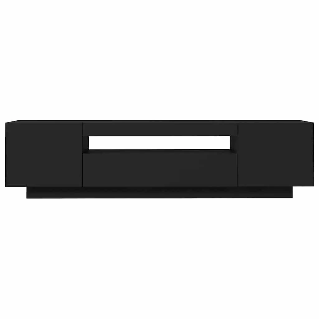 Black TV Cabinet with Adjustable LED Lights