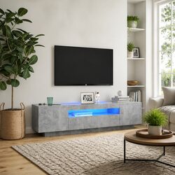 Reliable Grey TV Cabinet with RGB LED Lights, Designed for You