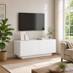 Quality White Engineered Wood TV Cabinet with Storage