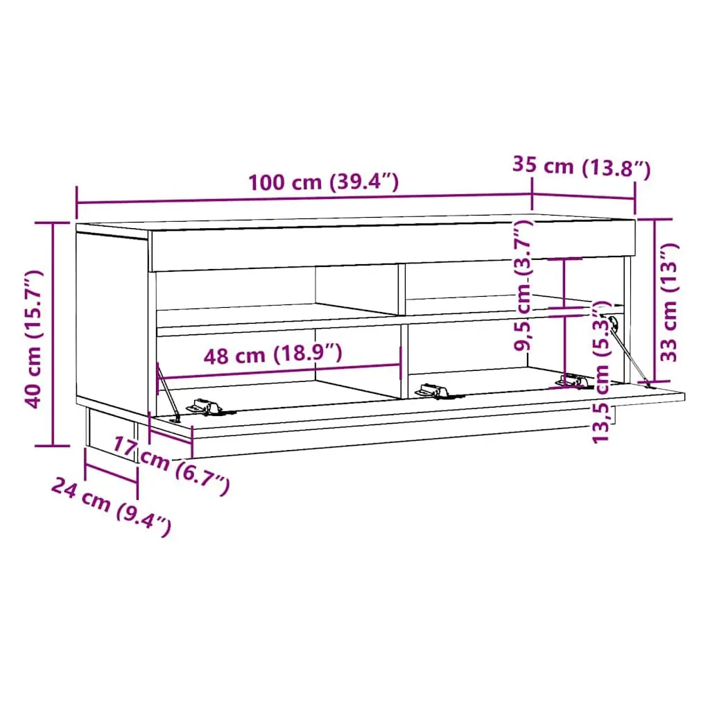 TV Cabinet Media Unit Storage Organiser 100x35x40 cm White Engineered Wood