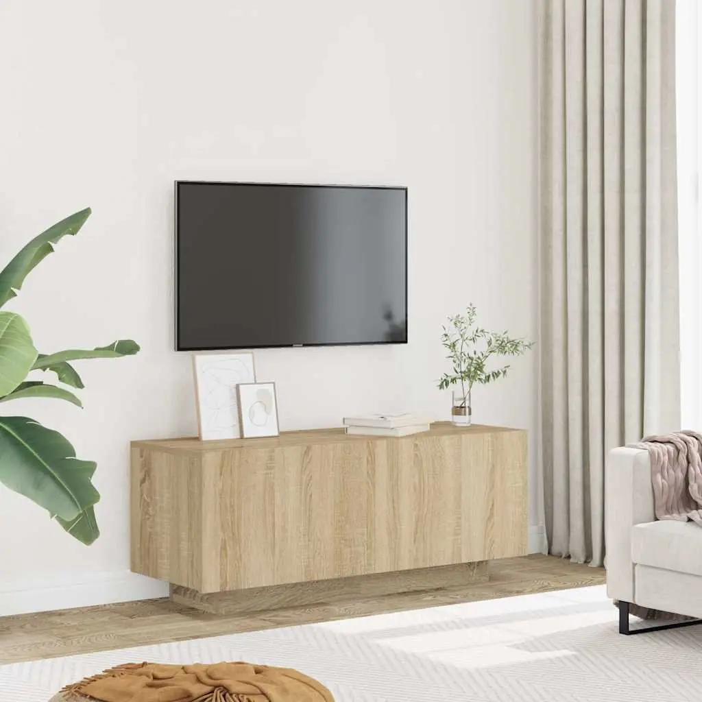TV Cabinet Unit Media Storage 100W x 35D x 40H cm Brown Sonoma Oak Engineered Wood