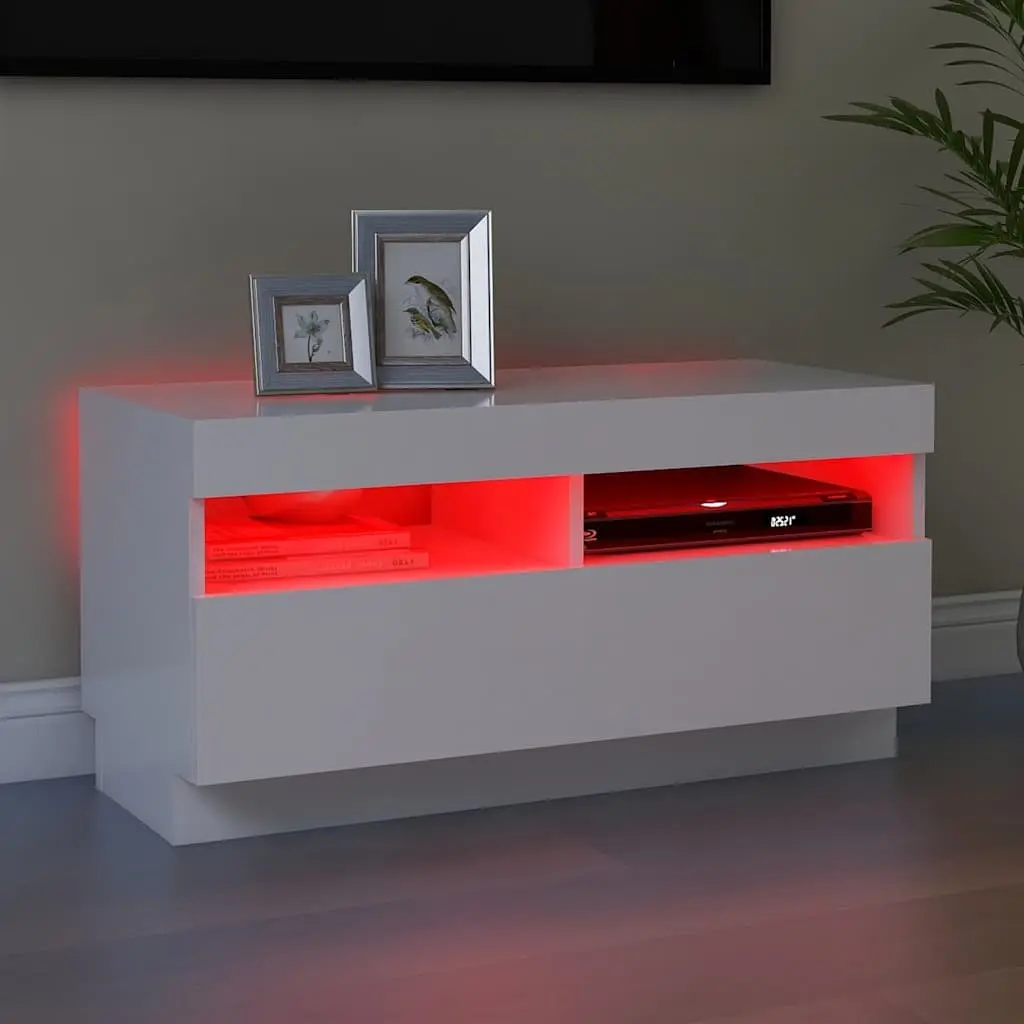 TV Cabinet Media Storage Unit 80x35x40cm White with RGB LED Lights