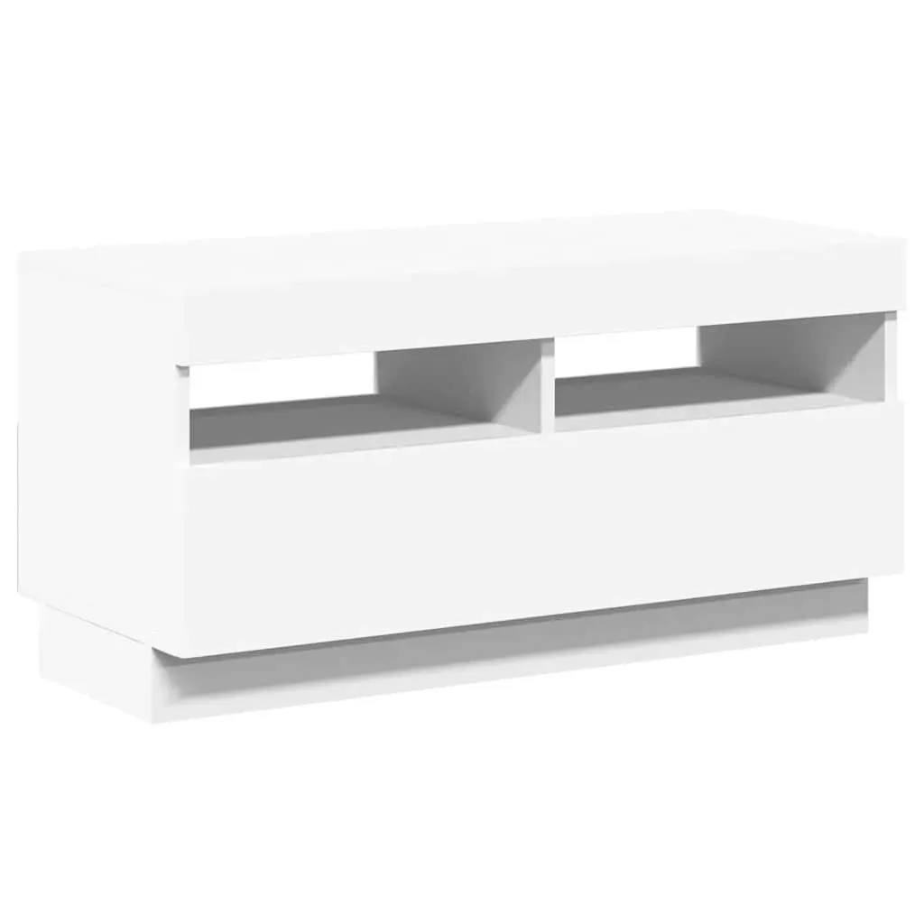 TV Cabinet Media Storage Unit 80x35x40cm White with RGB LED Lights