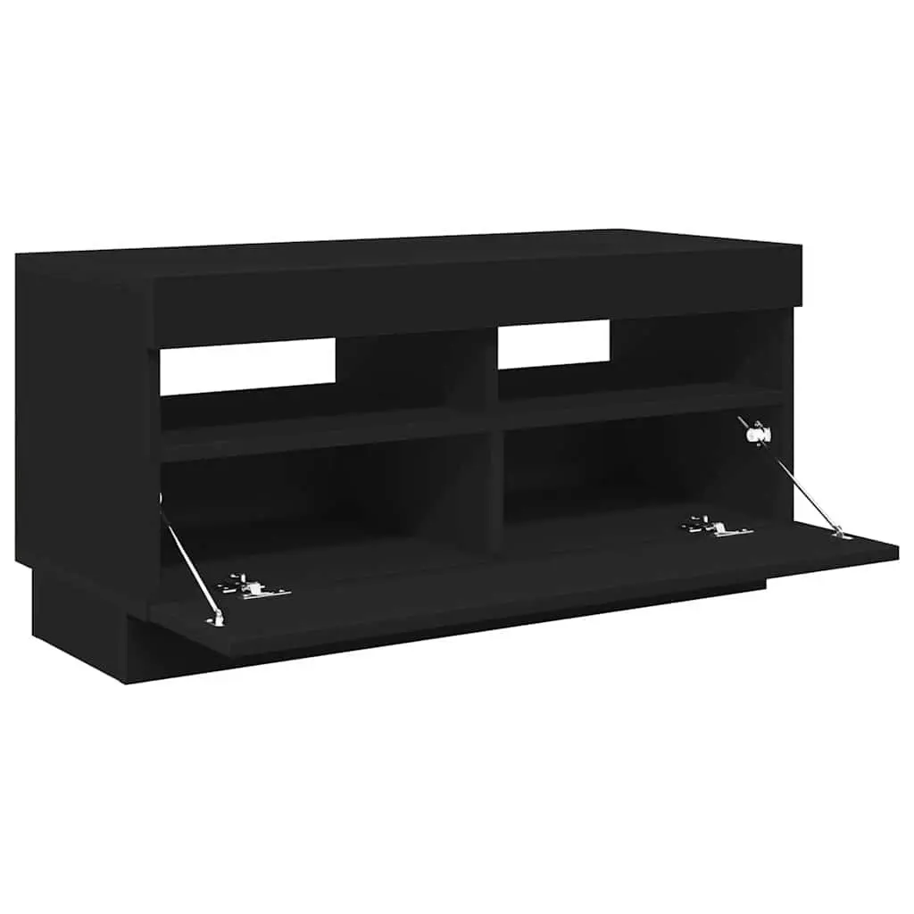 Black Media Storage Cabinet with LED 80x35x40cm