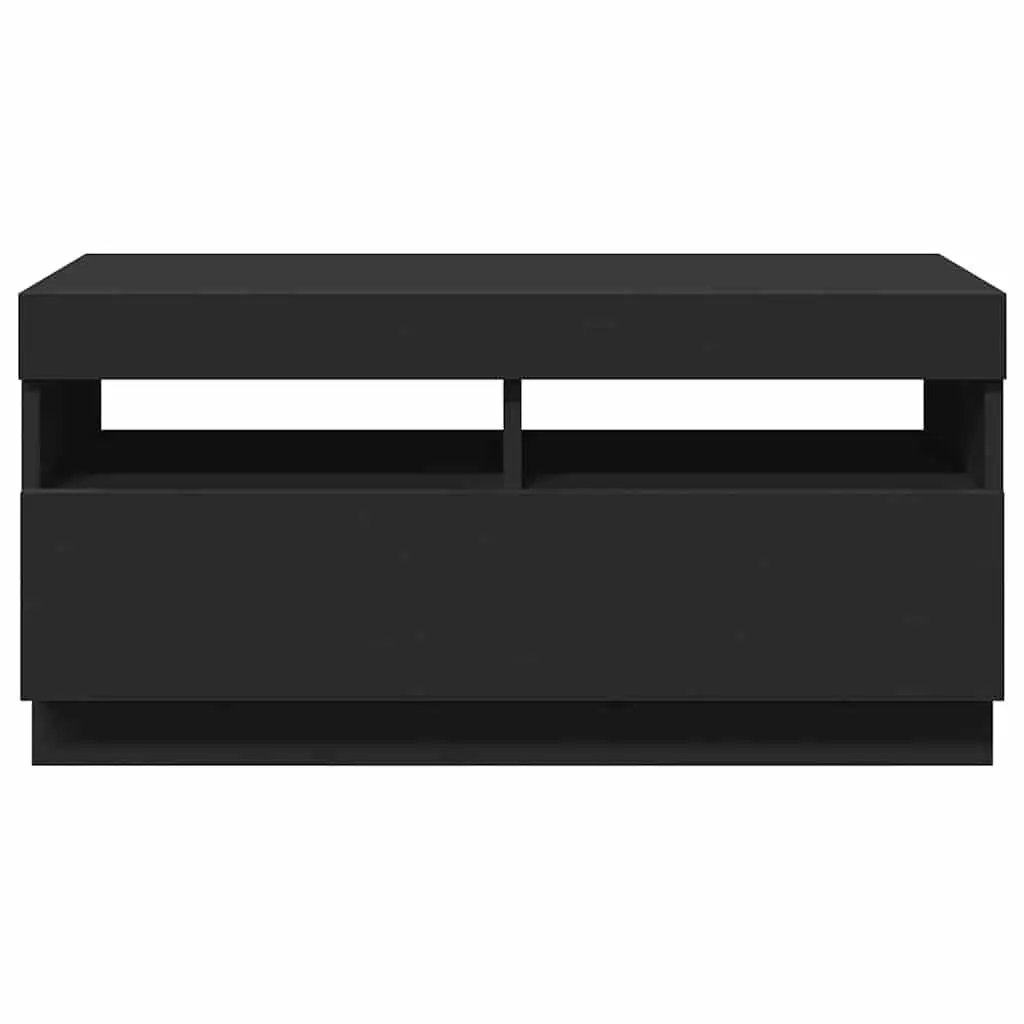 Black Media Storage Cabinet with LED 80x35x40cm