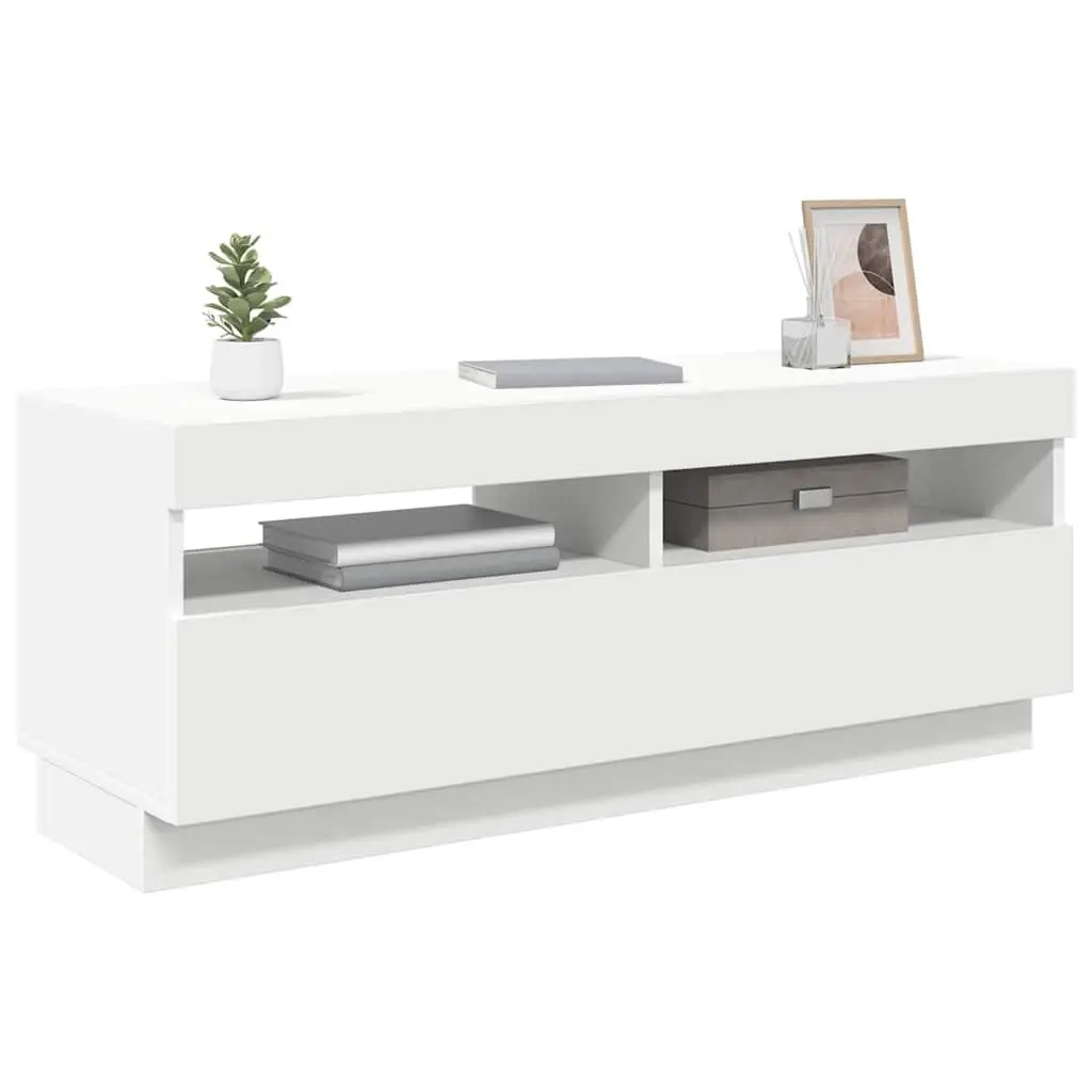 TV Cabinet Media Storage Unit 100x35x40cm White RGB LED Lights