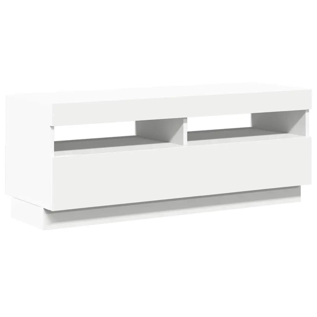 TV Cabinet Media Storage Unit 100x35x40cm White RGB LED Lights
