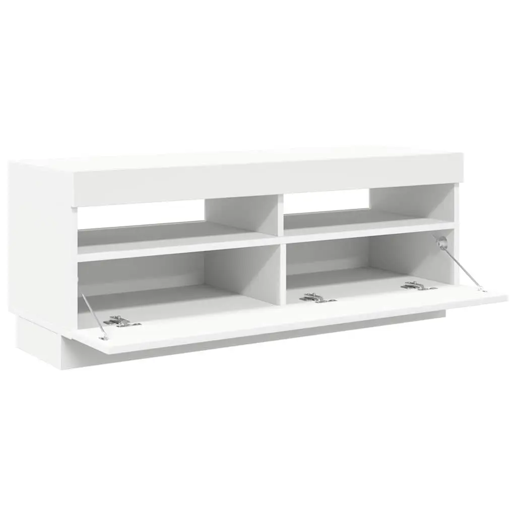 TV Cabinet Media Storage Unit 100x35x40cm White RGB LED Lights
