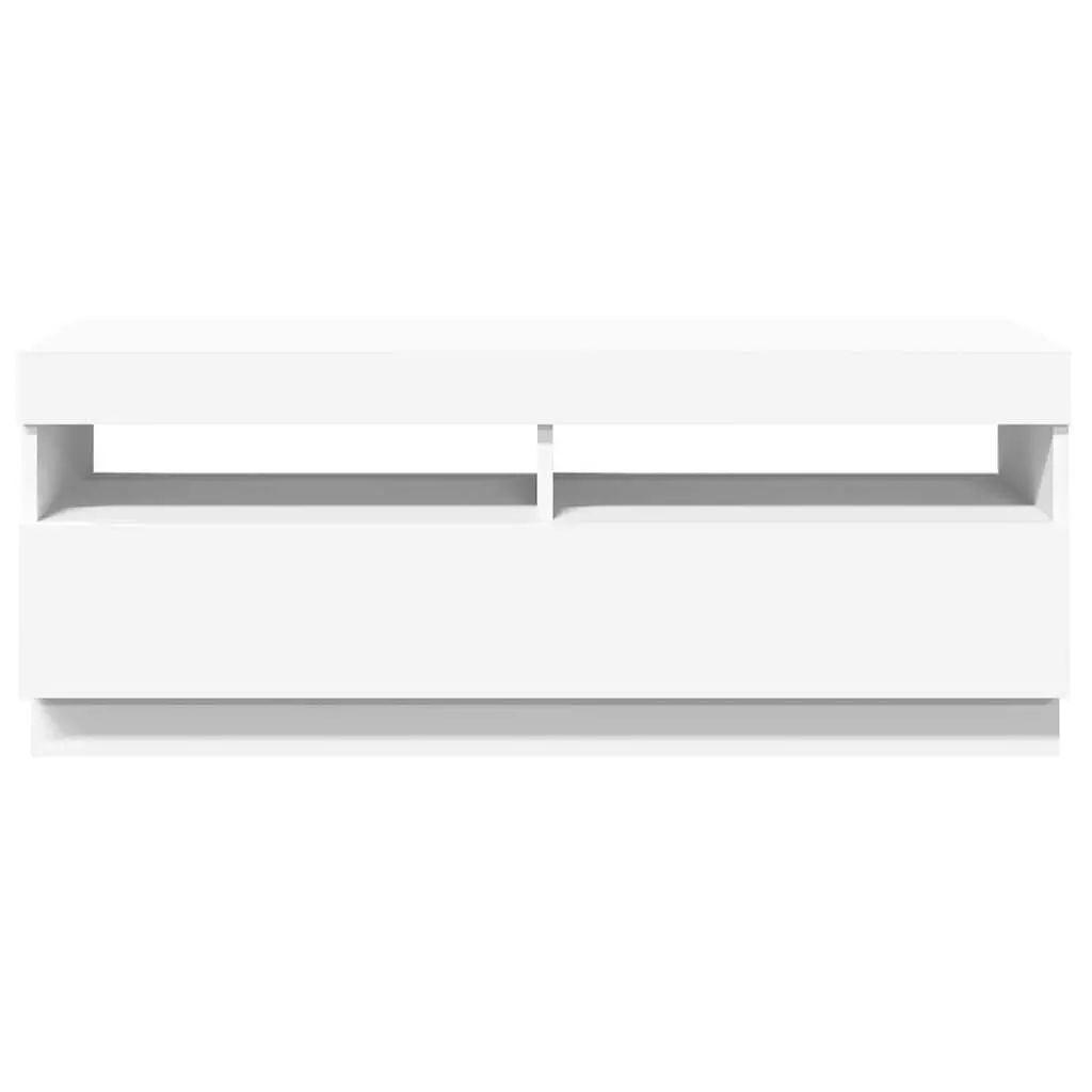 TV Cabinet Media Storage Unit 100x35x40cm White RGB LED Lights