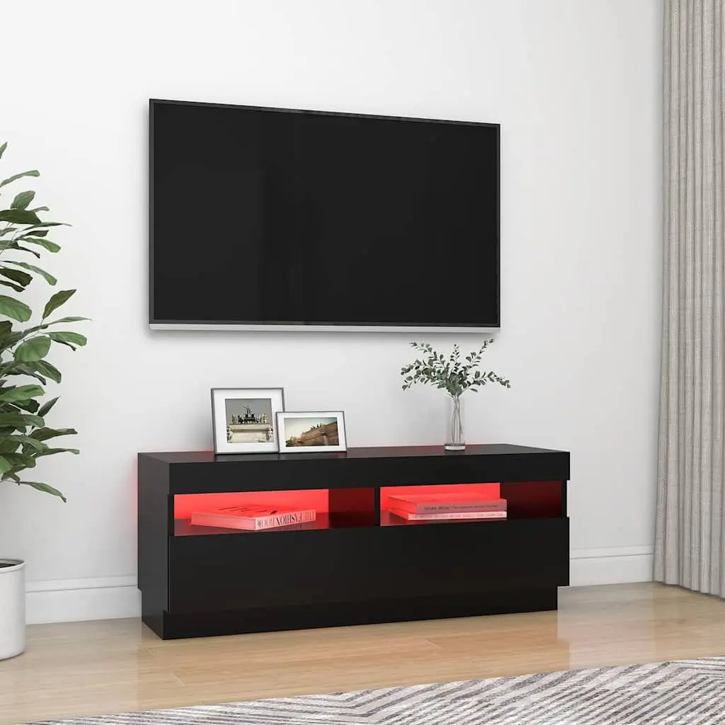 TV Cabinet Media Entertainment Unit Storage RGB LED Lights Black 100 x 35 x 40 cm