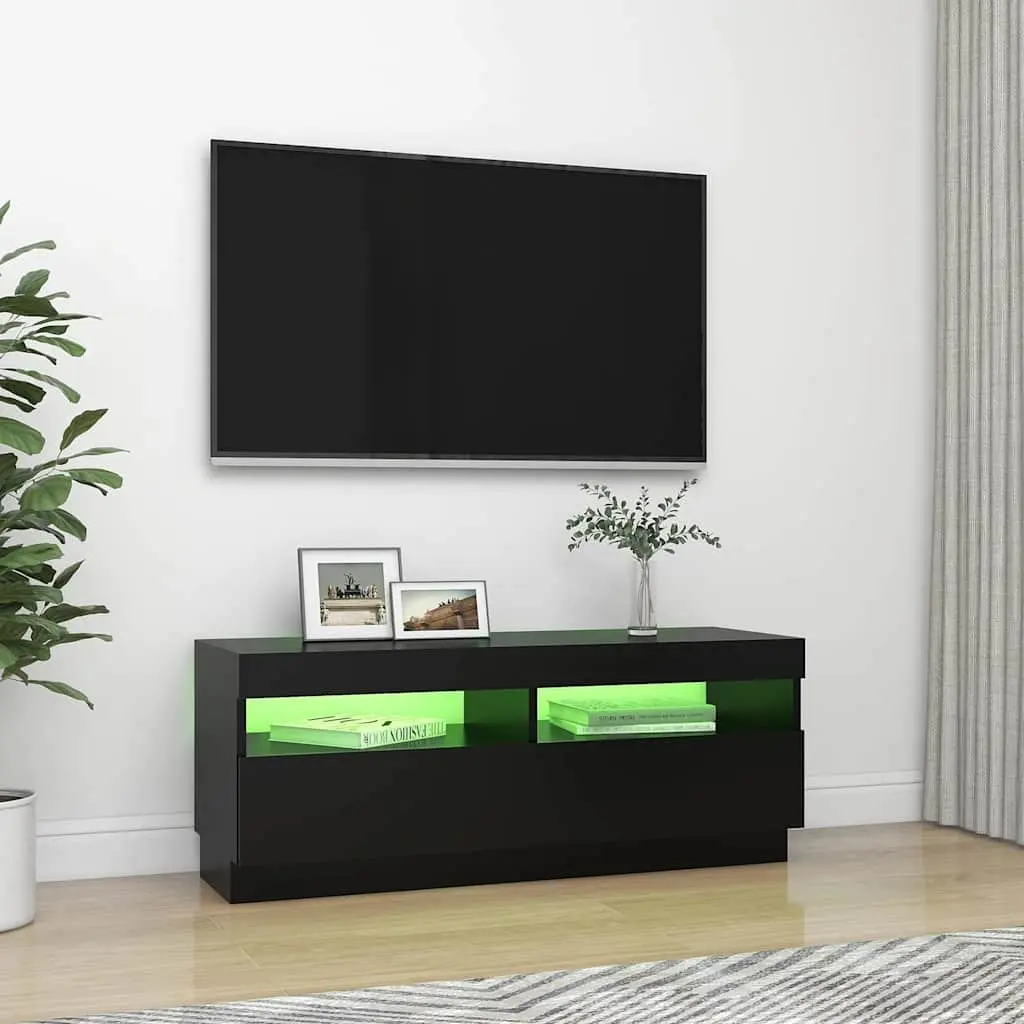 TV Cabinet Media Entertainment Unit Storage RGB LED Lights Black 100 x 35 x 40 cm