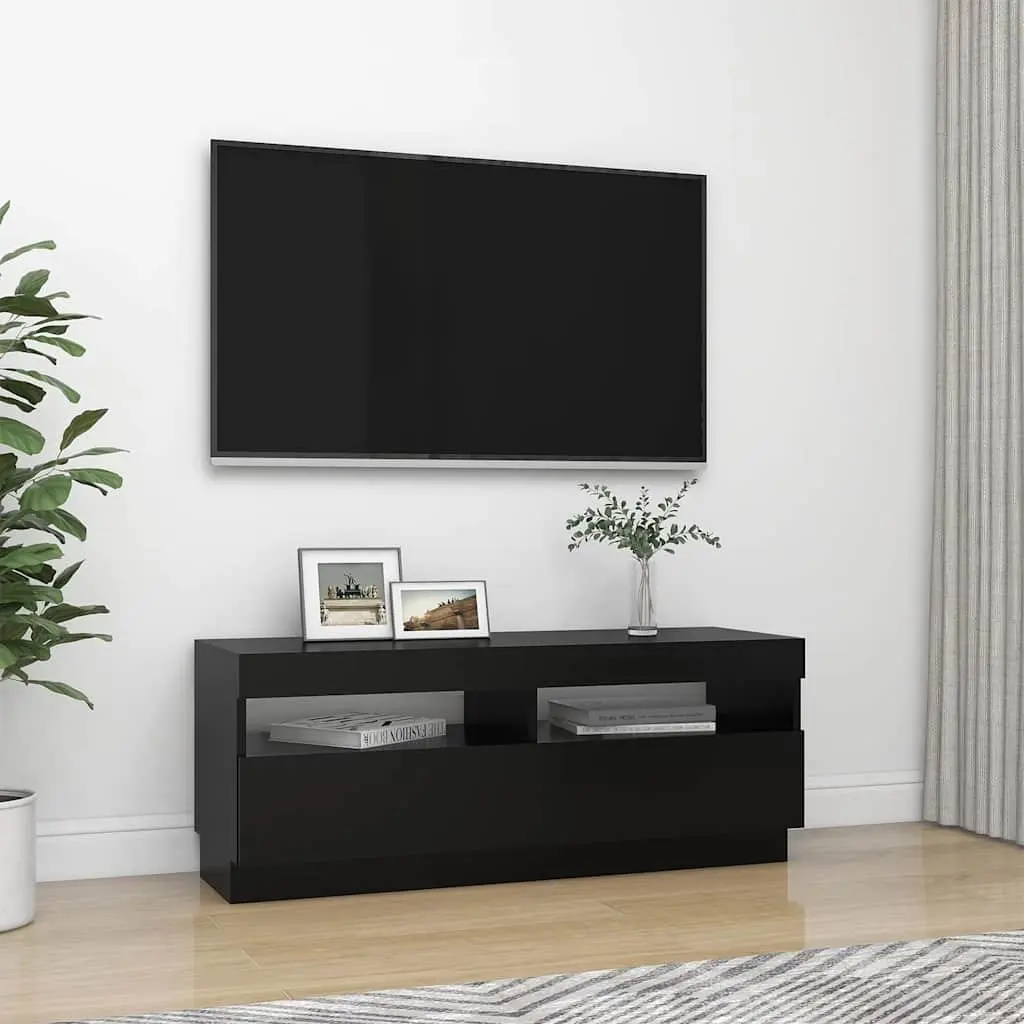 TV Cabinet Media Entertainment Unit Storage RGB LED Lights Black 100 x 35 x 40 cm