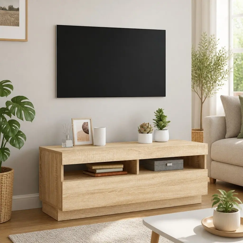 Brown TV Cabinet with LED Lights