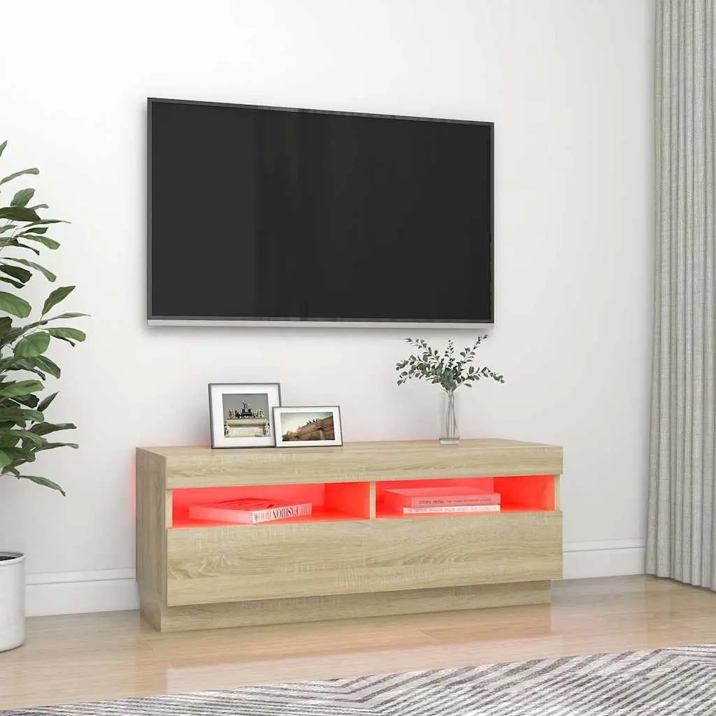 Brown TV Cabinet with LED Lights