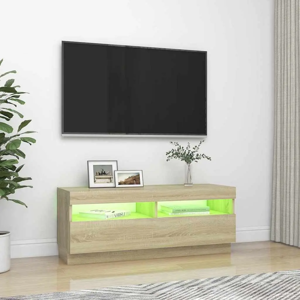 Brown TV Cabinet with LED Lights