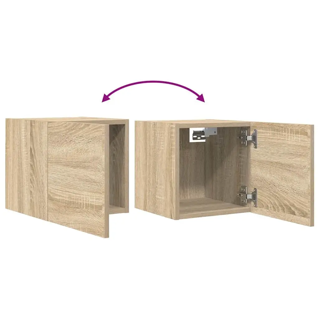 Wall Mounted TV Cabinet Storage Unit Sonoma Oak Home Entertainment Media Display