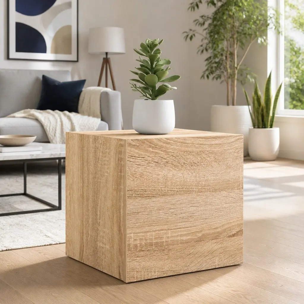 Wall Mount Storage Cabinet Set 4 Pieces for TV Sonoma Oak Large Compartment