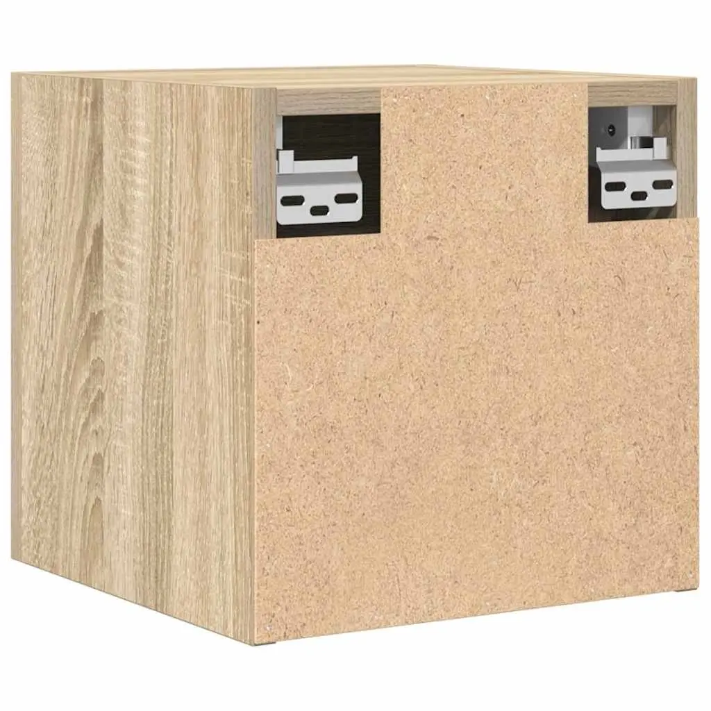 Wall Mount Storage Cabinet Set 4 Pieces for TV Sonoma Oak Large Compartment