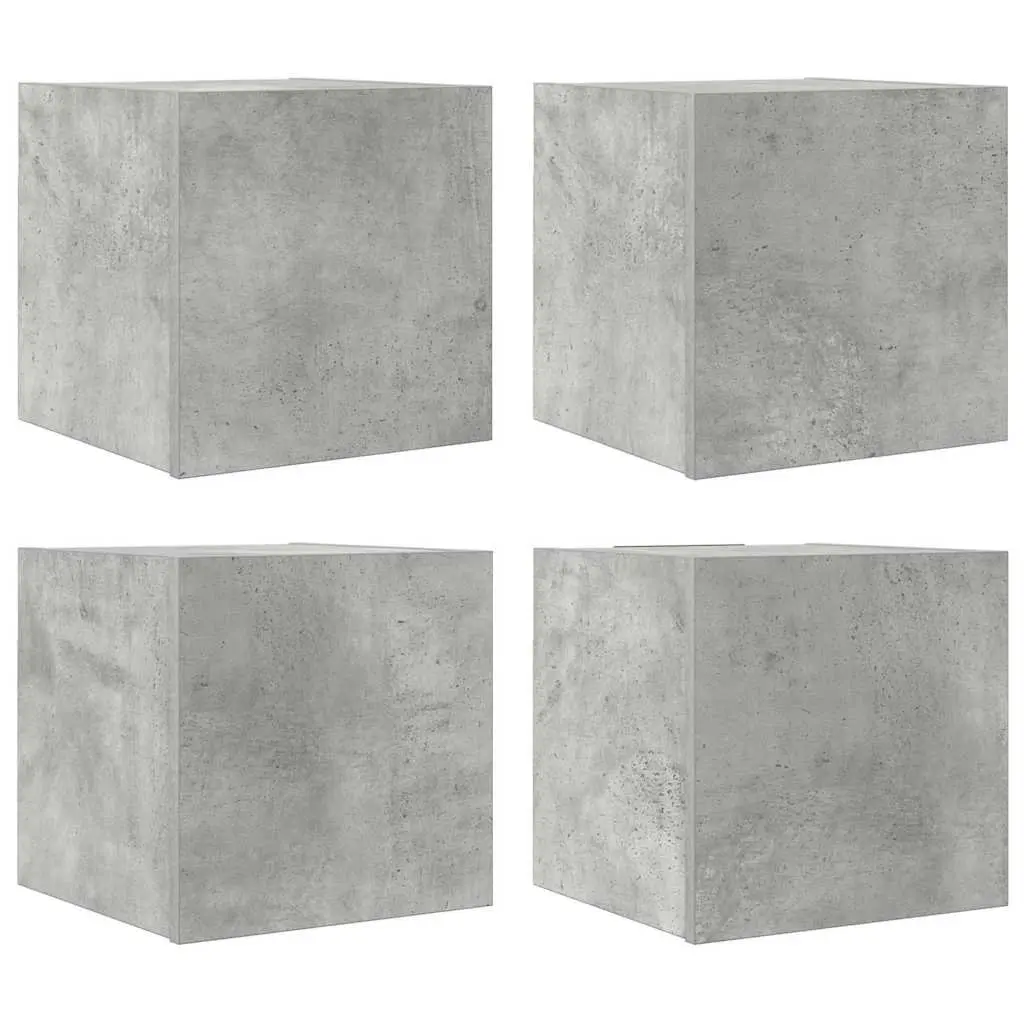 Wall Mounted TV Cabinet Set 4 Pieces Grey Storage Compartment Shelving Unit