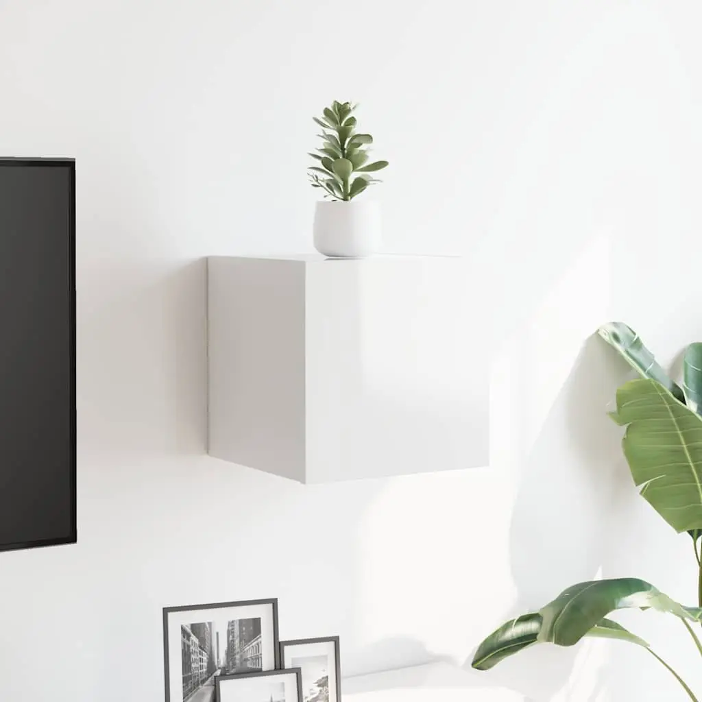 Wall Mounted TV Cabinet High Gloss White Storage Unit Shelving Display Stand