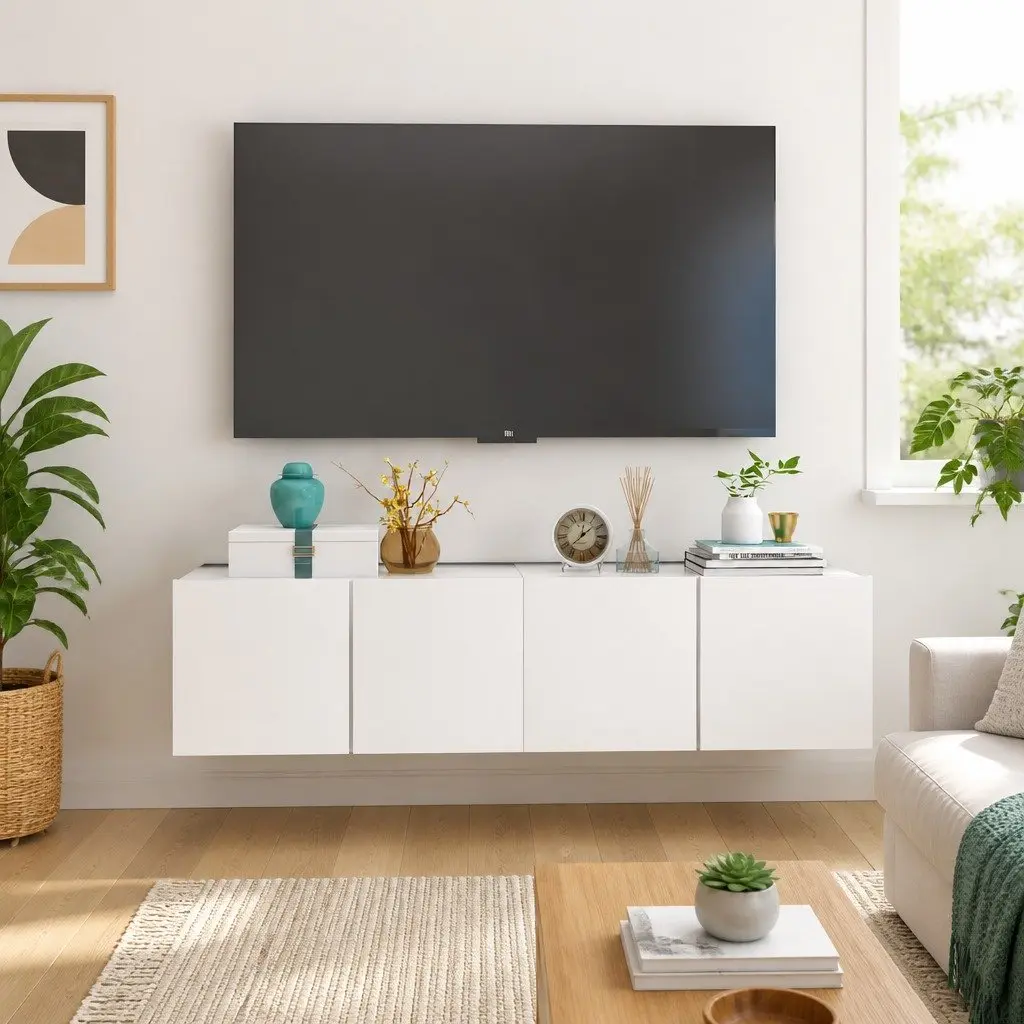 White TV Cabinets with Ample Storage Space