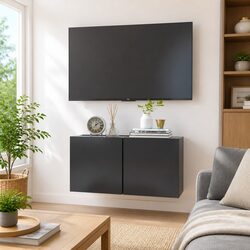 Reliable Grey Wall-Mounted TV Cabinet with Storage