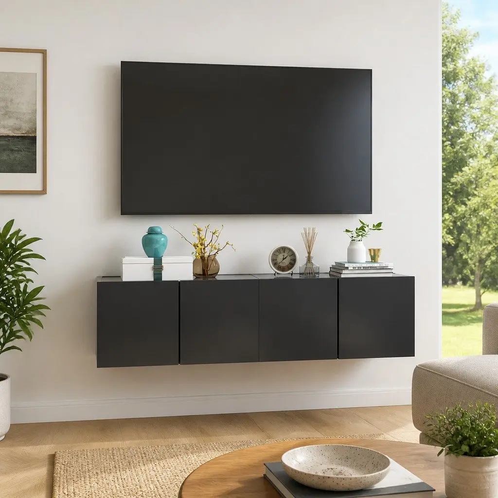 Hanging TV Cabinet Set in Grey