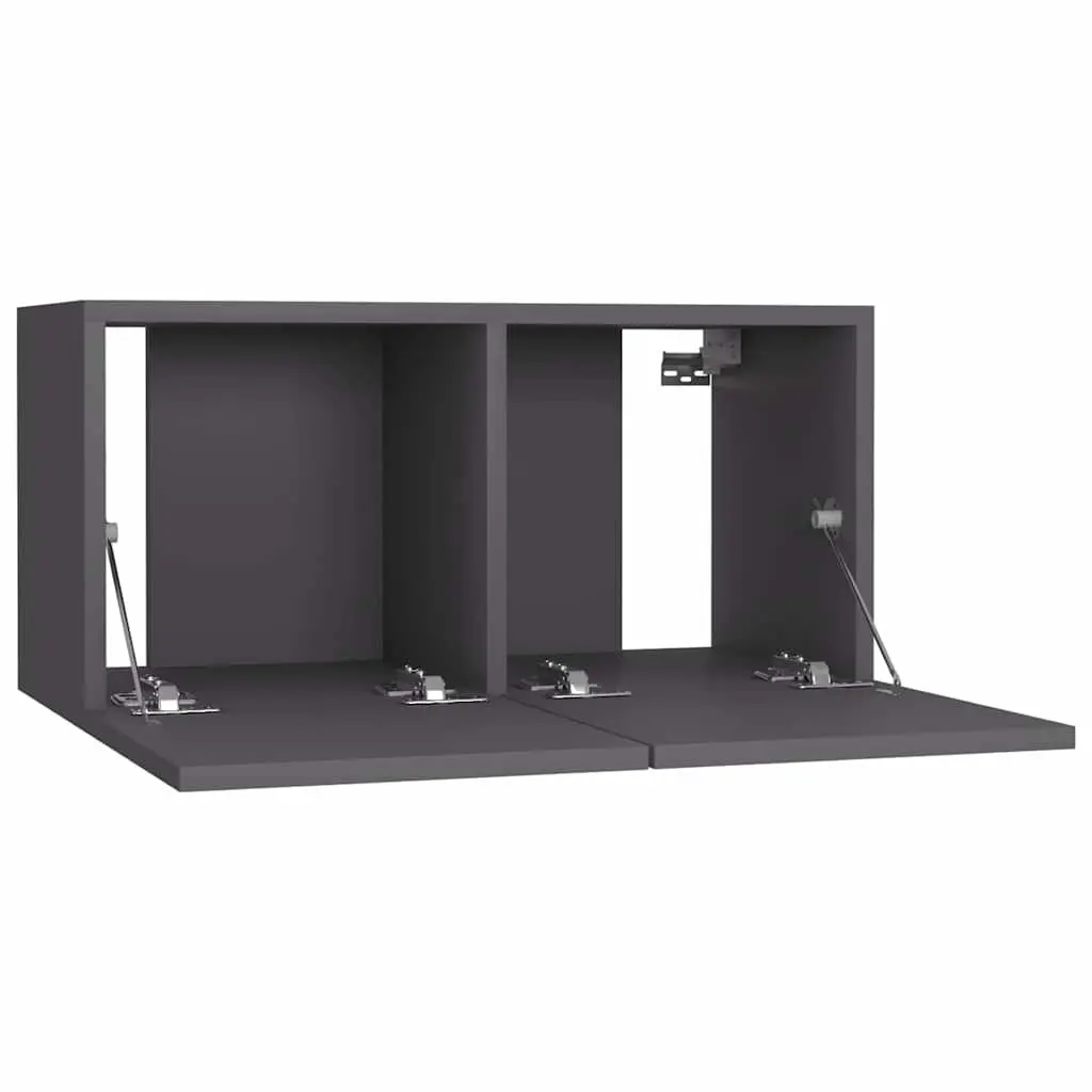 Wall Hanging TV Cabinet Set 3 Pieces Grey Storage Unit Living Room Furniture